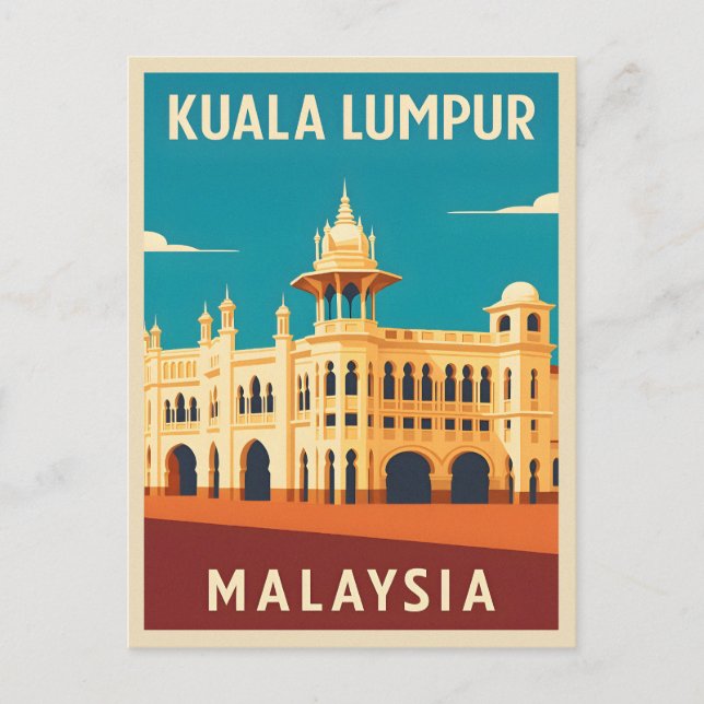 Retro Vintage Travel Kuala Lumpur Malaysia  Postcard (Front)