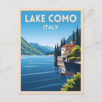Retro Vintage Travel Lake Como Italy Landscape