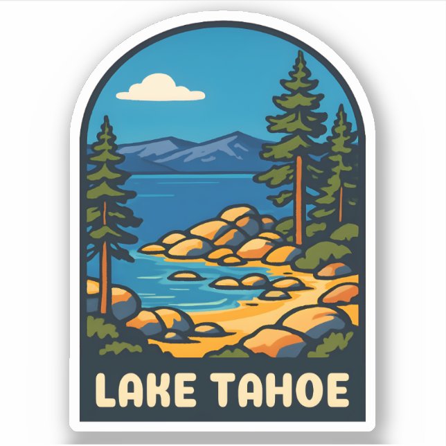 Retro Vintage Travel Lake Tahoe California Scenic (Front)