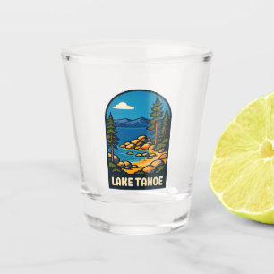 Retro Vintage Travel Lake Tahoe California Scenic Shot Glass