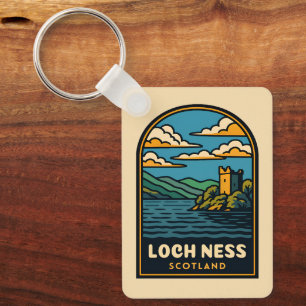 Retro Vintage Travel Loch Ness Scotland Castle Key Ring