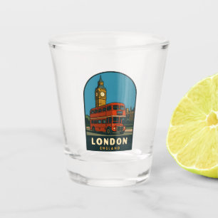 Retro Vintage Travel London Big Ben England Shot Glass