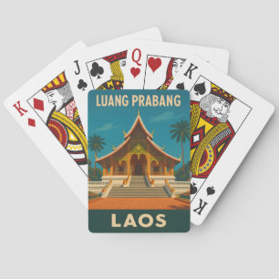 Retro Vintage Travel Luang Prabang Laos Temple Playing Cards