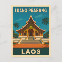 Retro Vintage Travel Luang Prabang Laos Temple