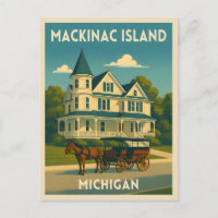 Retro Vintage Travel Mackinac Island Michigan