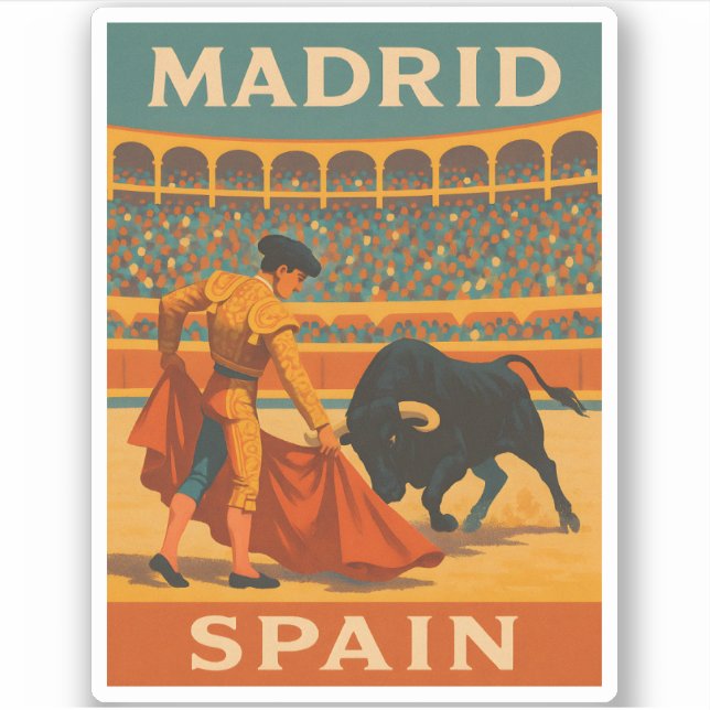 Retro Vintage Travel Madrid Spain Bullfight (Front)