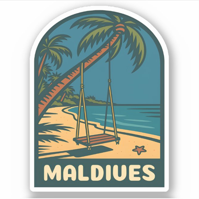 Retro Vintage Travel Maldives Island Beach Scenic (Front)