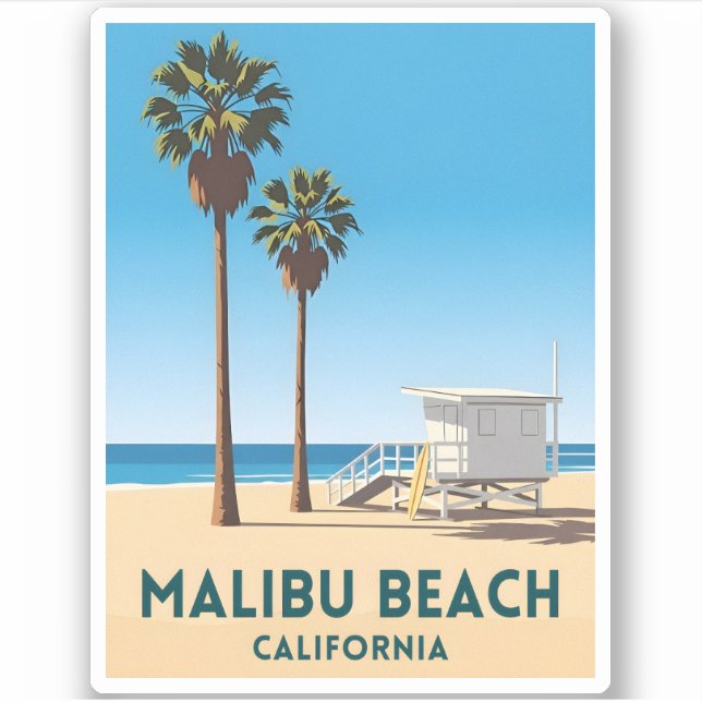 Retro Vintage Travel Malibu Beach California Coast (Front)