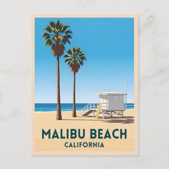 Retro Vintage Travel Malibu Beach California Coast Postcard (Front)