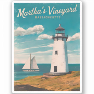 Retro Vintage Travel Martha's Vineyard Lighthouse