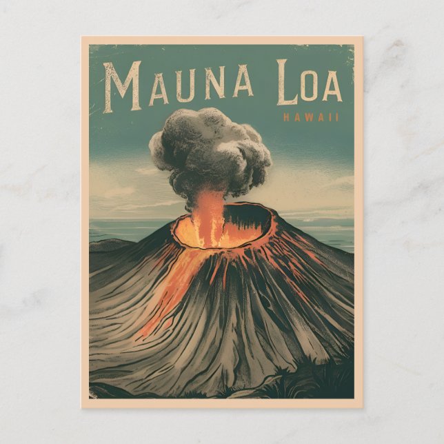 Retro Vintage Travel Mauna Loa Hawaii Volcano Postcard (Front)