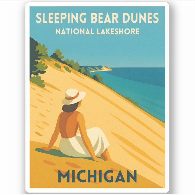 Retro Vintage Travel Michigan Sleeping Bear Dunes (Front)