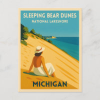 Retro Vintage Travel Michigan Sleeping Bear Dunes