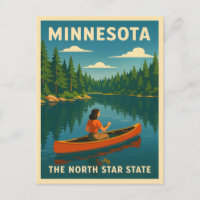 Retro Vintage Travel Minnesota Nature Landscape