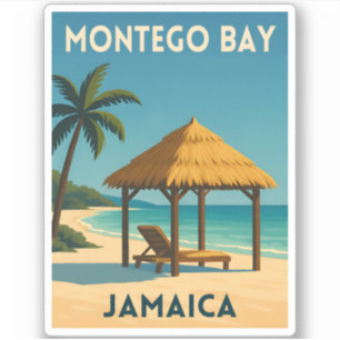 Retro Vintage Travel Montego Bay Jamaica Beach 