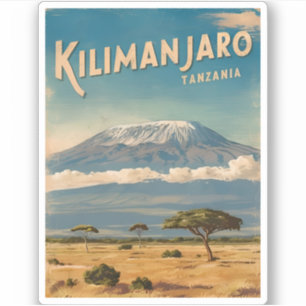 Retro Vintage Travel Mount Kilimanjaro Africa
