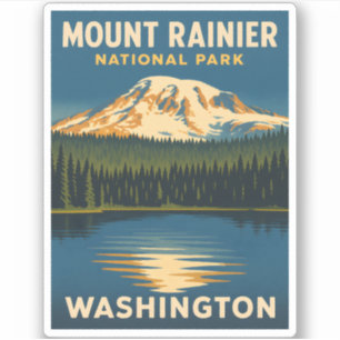 Retro Vintage Travel Mount Rainier National Park