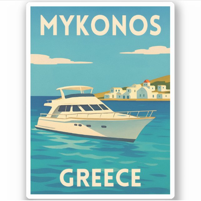 Retro Vintage Travel Mykonos Greece Island Seaside (Front)