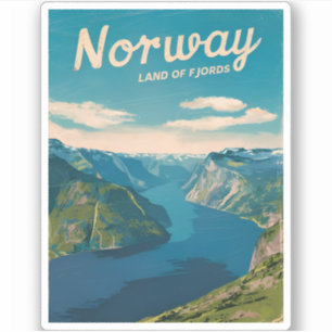 Retro Vintage Travel Norway Fjord Landscape