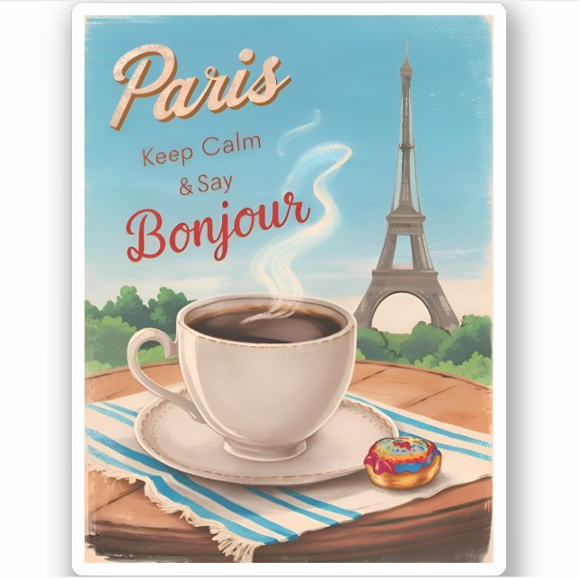 Retro Vintage Travel Paris France Eiffel Tower (Front)