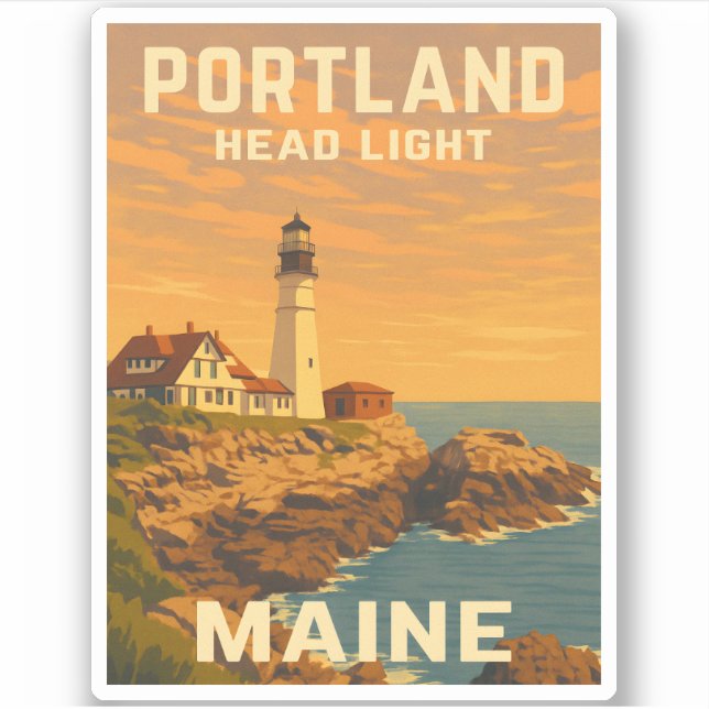 Retro Vintage Travel Portland Maine Lighthouse (Front)