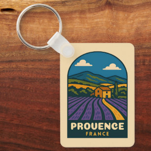 Retro Vintage Travel Provence France Landscape Key Ring