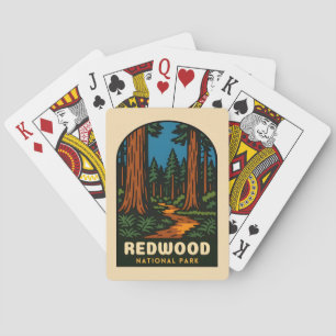 Retro Vintage Travel Redwood National Park Nature Playing Cards