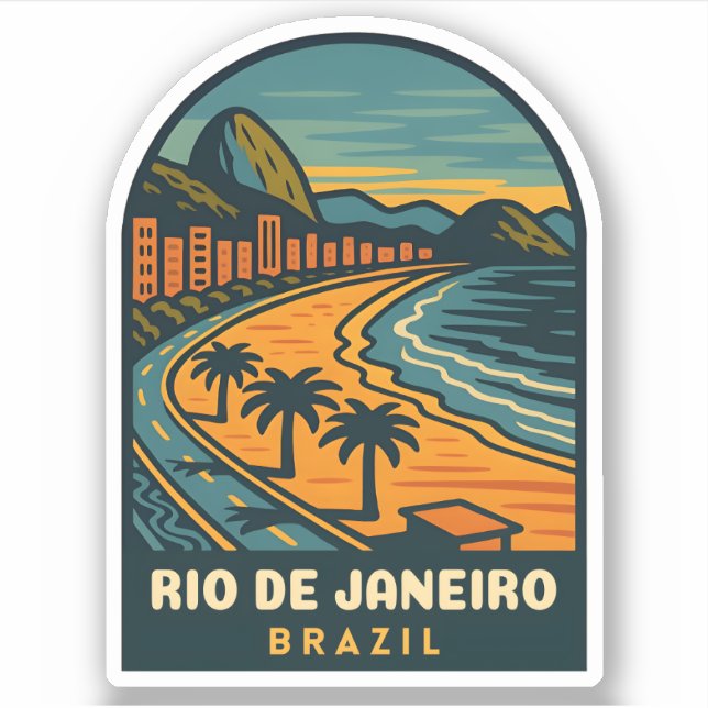 Retro Vintage Travel Rio de Janeiro Brazil Beach (Front)