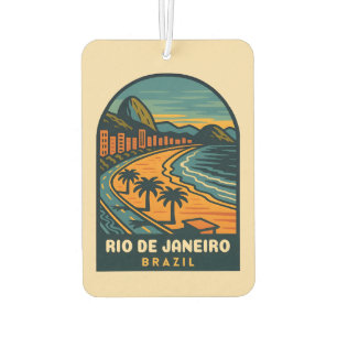 Retro Vintage Travel Rio de Janeiro Brazil Beach Car Air Freshener