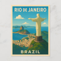 Retro Vintage Travel Rio de Janeiro Brazil Scenic