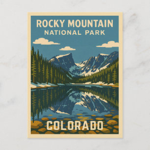 Retro Vintage Travel Rocky Mountain National Park Postcard