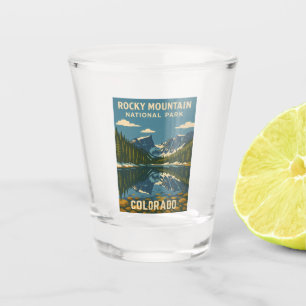 Retro Vintage Travel Rocky Mountain National Park Shot Glass