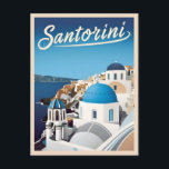 Retro Vintage Travel Santorini Blue Seaside  Postcard<br><div class="desc">Celebrate the timeless allure of Santorini with this vintage travel graphics-inspired design. Let its evocative imagery transport you to a world of sun-kissed beauty and unforgettable experiences.</div>