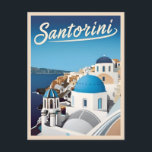 Retro Vintage Travel Santorini Blue Seaside  Postcard<br><div class="desc">Celebrate the timeless allure of Santorini with this vintage travel graphics-inspired design. Let its evocative imagery transport you to a world of sun-kissed beauty and unforgettable experiences.</div>