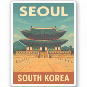 Retro Vintage Travel Seoul Korea Royal Palace