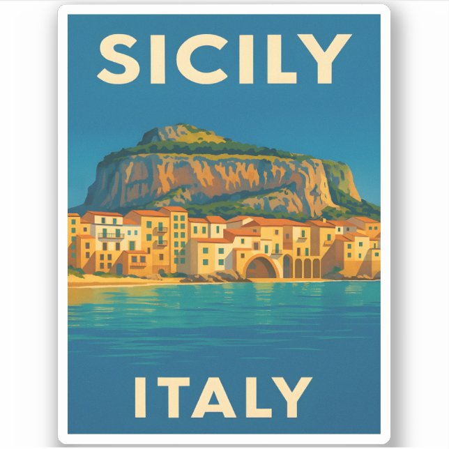 Retro Vintage Travel Sicily Italy Coastal Scenic (Front)