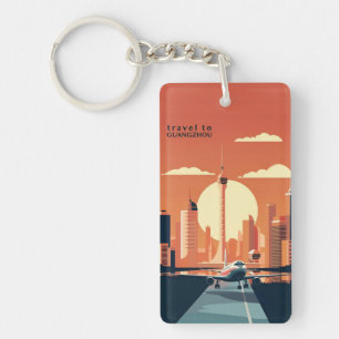 retro vintage travel souvenir GUANGZHOU China Key Ring