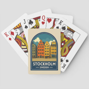 Retro Vintage Travel Stockholm Sweden Old Town Playing Cards