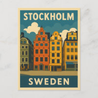Retro Vintage Travel Stockholm Sweden Old Town