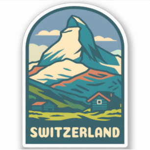 Retro Vintage Travel Switzerland Matterhorn