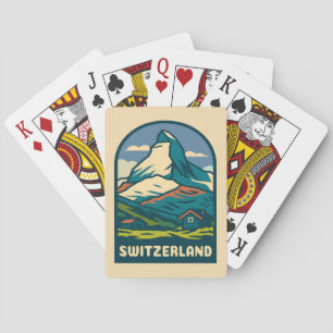 Retro Vintage Travel Switzerland Matterhorn Playing Cards