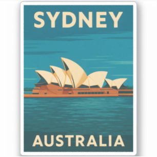 Retro Vintage Travel Sydney Opera House Australia 