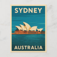 Retro Vintage Travel Sydney Opera House Australia