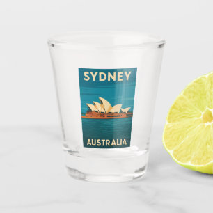 Retro Vintage Travel Sydney Opera House Australia Shot Glass