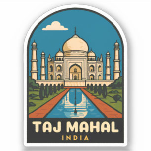 Retro Vintage Travel Taj Mahal India Illustration