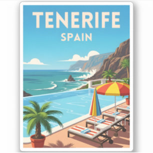 Retro Vintage Travel Tenerife Spain Seaside Coast