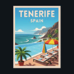 Retro Vintage Travel Tenerife Spain Seaside Coast Postcard<br><div class="desc">Celebrate the allure of the Canary Islands with this vintage travel inspired postcard featuring Tenerife. Capturing its rugged cliffs and blue waters in classic retro style,  this piece is ideal for wanderlusters,  fans of retro travel aesthetics,  and those chasing endless summer vibes.</div>