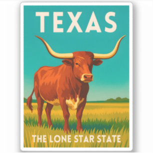 Retro Vintage Travel Texas Longhorn Cattle