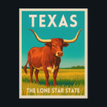Retro Vintage Travel Texas Longhorn Cattle Postcard<br><div class="desc">Celebrate the spirit of the American West with this vintage travel-inspired postcard featuring the state of Texas. Capturing the rustic charm and timeless cowboy heritage of the Lone Star State,  this piece is perfect for travelers,  and lovers of Western nostalgia.</div>