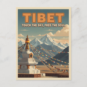 Retro Vintage Travel Tibet Himalayas Landscape Postcard